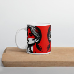 White glossy mug - Woman face inspired by Paul Klee