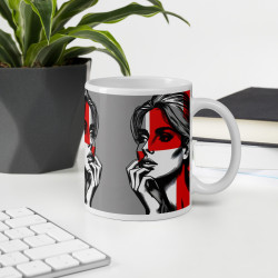 White glossy mug - Woman face inspired by Paul Klee