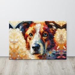 Canvas - Dog, Broken glass effect, with oil paint style